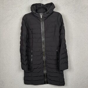 Michael Kors Coat Womens S Black Quilted Hooded Long Packable Warm Designer